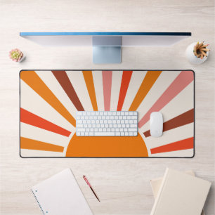 Retro Sun Rays Burset Orange Yellow Red Schreibtischunterlage