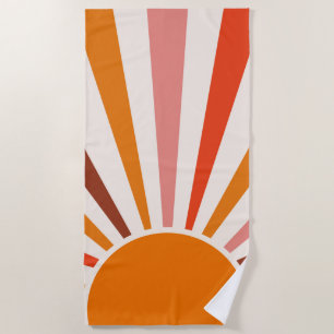 Retro Sun Rays Burset Orange Yellow Red Strandtuch