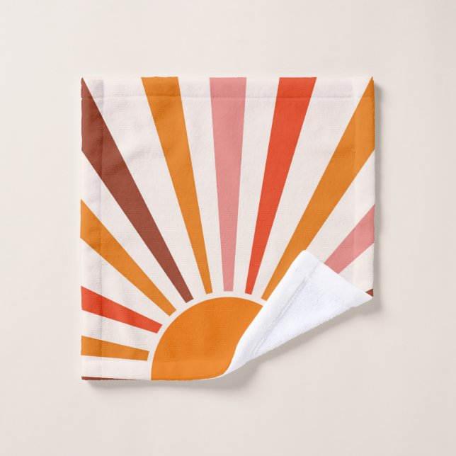Retro Sun Rays Burset Orange Yellow Red Waschlappen (Waschlappen)
