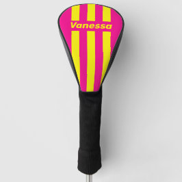 Retro Sun Soaked Three Pin Stripes with Name Golf Headcover
