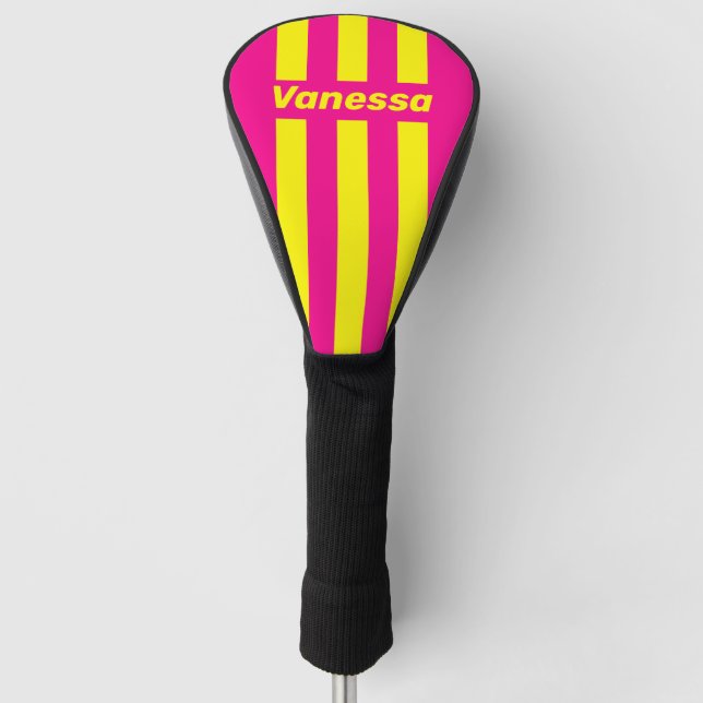 Retro Sun Soaked Three Pin Stripes with Name Golf Headcover (Vorderseite)