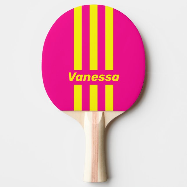 Retro Sun Soaked Three Pin Stripes with Name Tischtennis Schläger (Vorderseite)