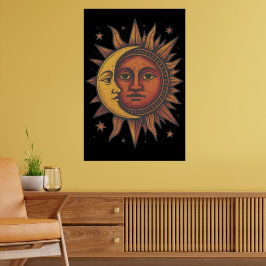 Retro Sun und Moon Unisex Poster