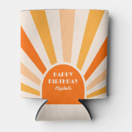 Retro Sunburst Arch Typografy Birthday Peach Dosenkühler