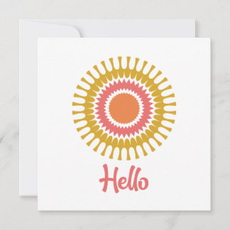Retro Sunburst Flat Note Card in Rot und Gold Mitteilungskarte