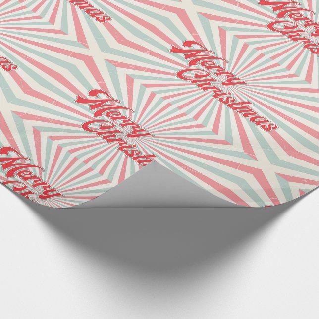 Retro Sunburst Frohe Weihnachten Mitte des Jahrhun Geschenkpapier (Ecke)