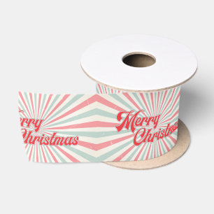 Retro Sunburst Frohe Weihnachten Mitte des Jahrhun Satinband