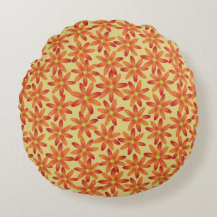 Retro Sunburst Gänseblümchen-Blumenmuster in warme Rundes Kissen