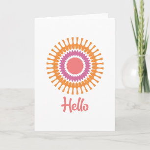 Retro Sunburst Note Card in Orange und Violet