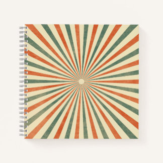 Retro Sunburst Spirale Vintage Gestaltung Notizbuch