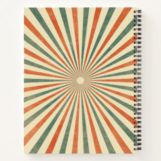 Retro Sunburst Spirale Vintage Gestaltung Notizbuch