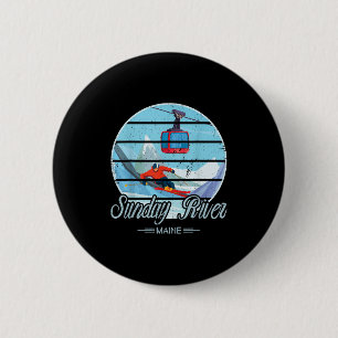 Retro Sunday River T Shirt Mountain Vacation Trail Button