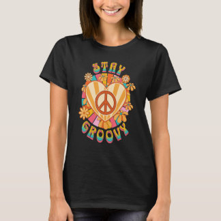 Retro Sunflower Hippie Stay Groovy Positive Mind H T-Shirt