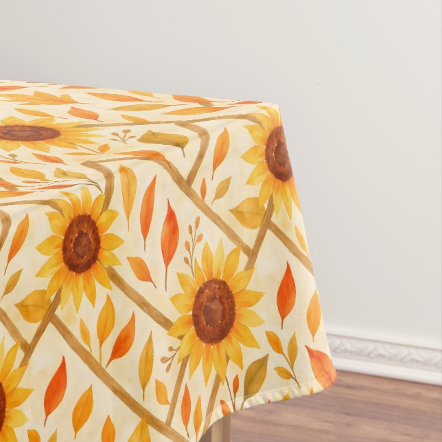 Retro Sunflower & Rustikales Bauernhaus Wasserfarb Tischdecke (Beispiel)