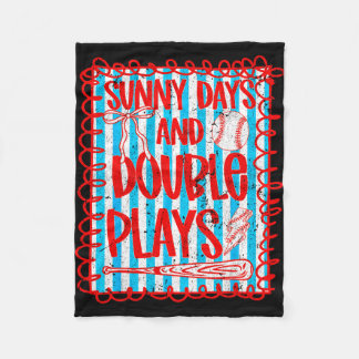 Retro sunny baseball double plays women girl sport fleecedecke