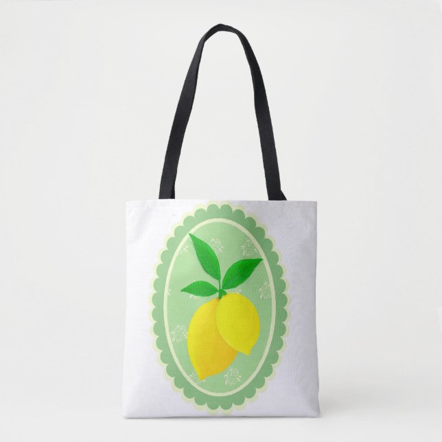 Retro Sunny Lemon Gelbe Frühlinggrün Weiß Tasche (Vorderseite)