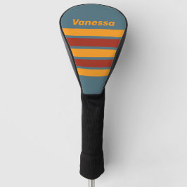 Retro Sunrise on Slate Across Striping with Name Golf Headcover