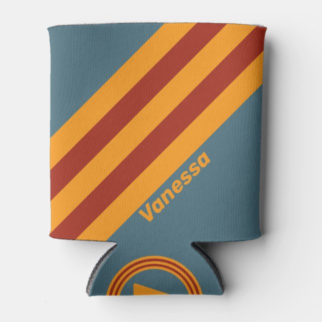 Retro Sunrise on Slate Stripes with Name Dosenkühler (Vorderseite)