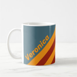 Retro Sunrise on Slate Stripes with Name Kaffeetasse