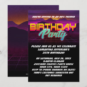 Retro Sunset 1980er 80er Birthday Party Einladung