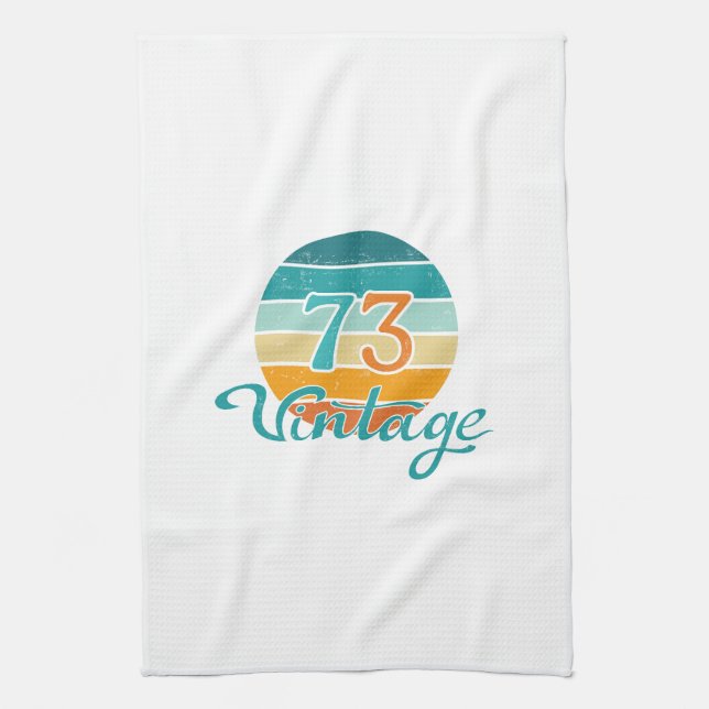 Retro Sunset 73 Vintag gestört Geschirrtuch (Vertikal)