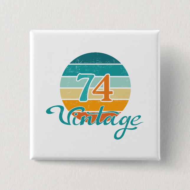 Retro Sunset 74 Vintag gestört Button (Vorderseite)