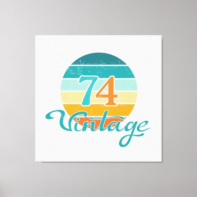 Retro Sunset 74 Vintag gestört Leinwanddruck (Vorderseite)