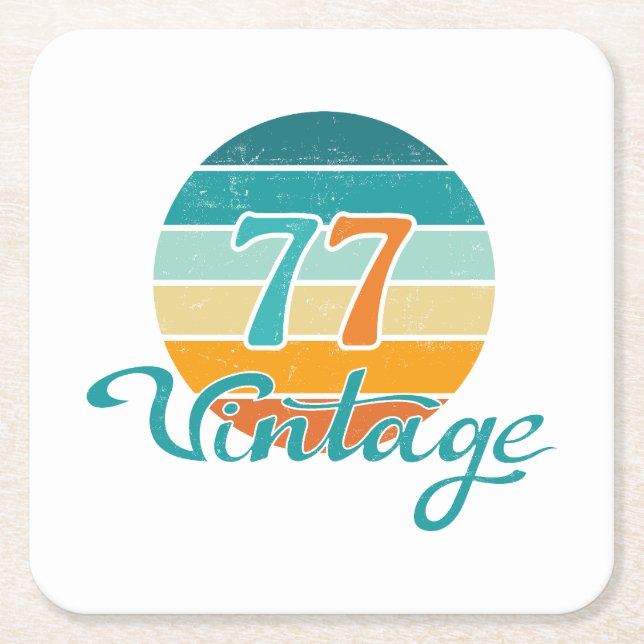 Retro Sunset 77 Vintage Distressed Rechteckiger Pappuntersetzer (Vorderseite)