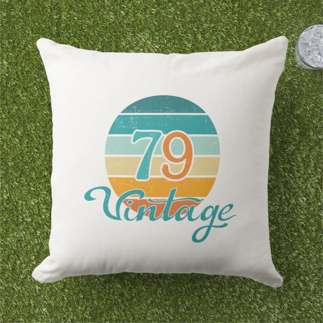 Retro Sunset 79 Vintage Distressed Kissen (Gras)