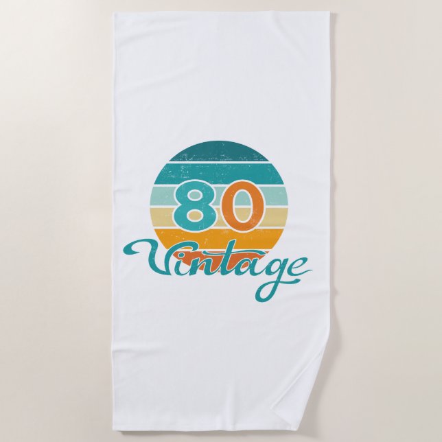 Retro Sunset 80 Vintage Distressed Strandtuch (Vorderseite)