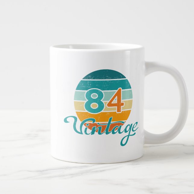 Retro Sunset 84 Vintage Distressed Jumbo-Tasse (Rechts)