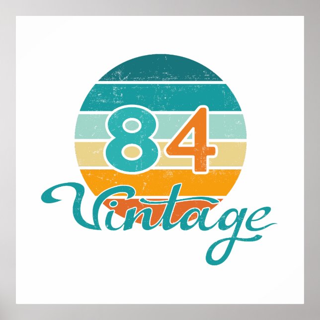 Retro Sunset 84 Vintage Distressed Poster (Vorne)