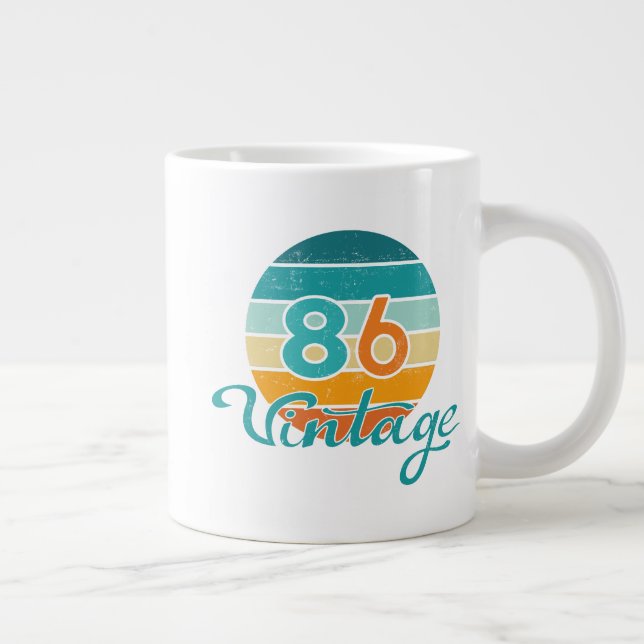 Retro Sunset 86 Vintage Distressed Jumbo-Tasse (Rechts)