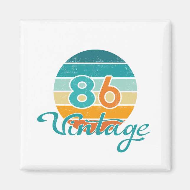Retro Sunset 86 Vintage Distressed Magnet (Vorne)