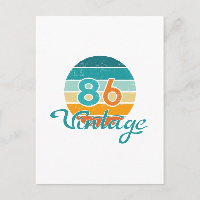 Retro Sunset 86 Vintage Distressed Postkarte (Vorderseite)