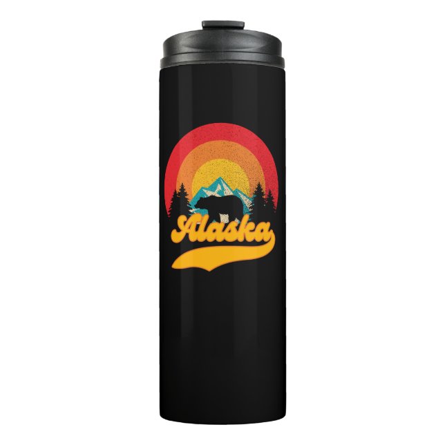 Retro Sunset Alaska Juneau Bear Mountains Wild AK Thermosbecher (Vorderseite)