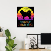 Retro Sunset Alaskan Malamute