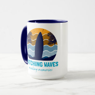 Retro Sunset Beach Retro Surfboard Tasse