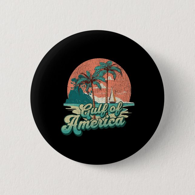 Retro Sunset Beach Vibes - Golf von USA Button (Vorderseite)
