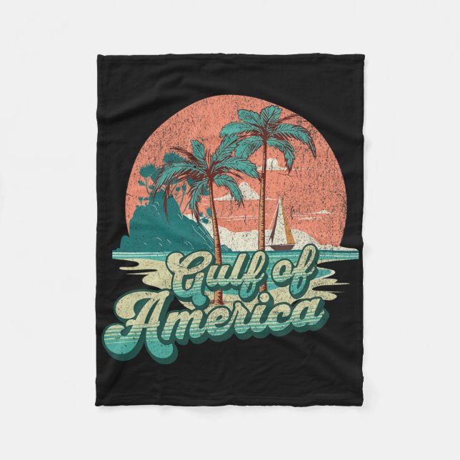 Retro Sunset Beach Vibes - Golf von USA Fleecedecke (Vorderseite)