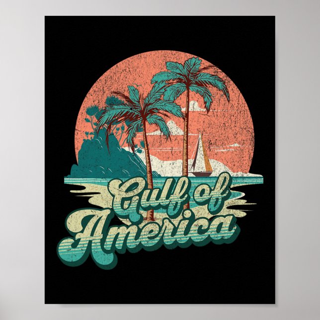 Retro Sunset Beach Vibes - Golf von USA Poster (Vorne)