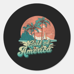 Retro Sunset Beach Vibes - Golf von USA Runder Aufkleber