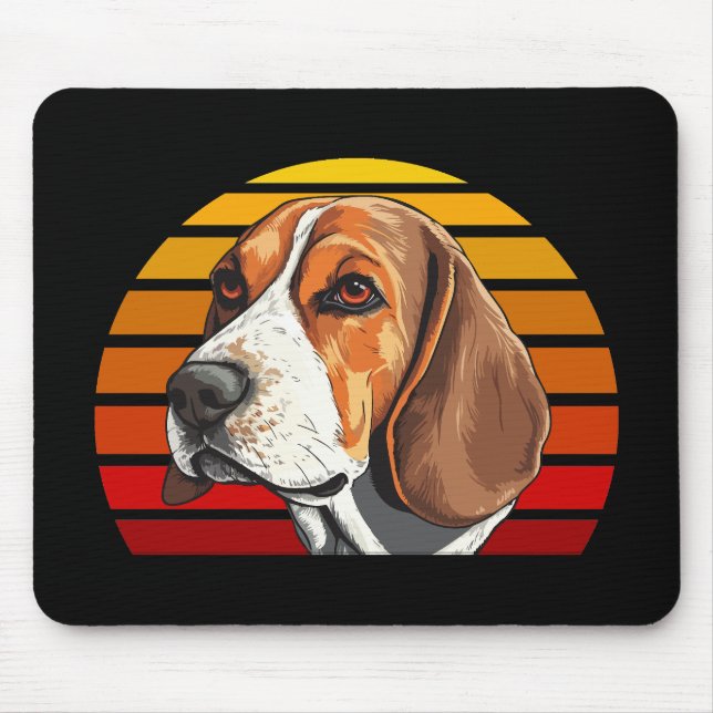 Retro Sunset Beagle Mousepad (Vorne)
