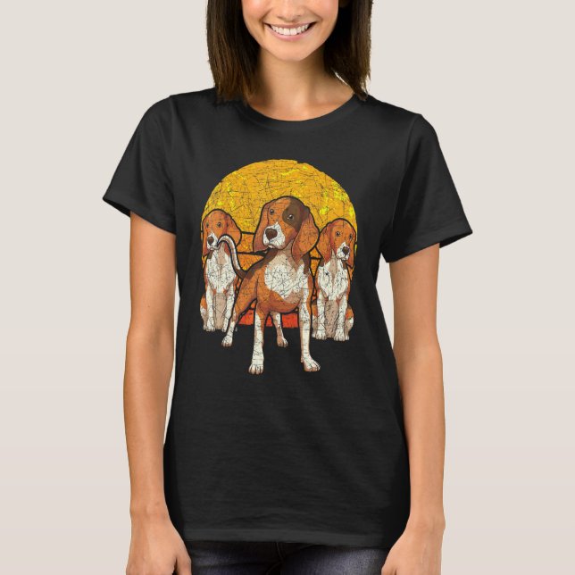 Retro Sunset Beagle T-Shirt (Vorderseite)