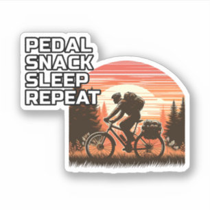Retro Sunset Bikepacking Adventure Forest Trail Aufkleber