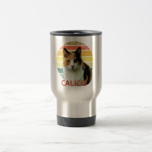 Retro Sunset Calico Moggy Cat Reisebecher