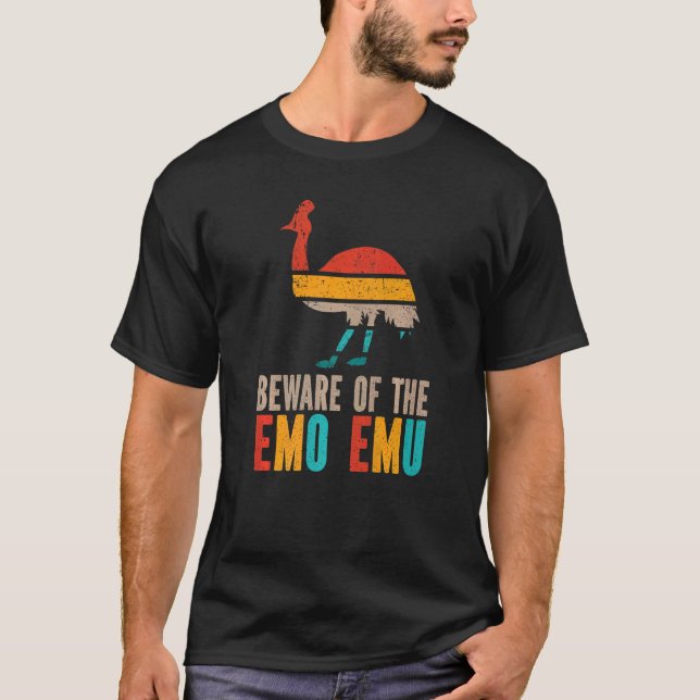 Retro Sunset Cassowary Emu Emu Haustier Cassowary T-Shirt (Vorderseite)