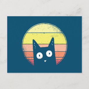 Retro Sunset Cat Postkarte