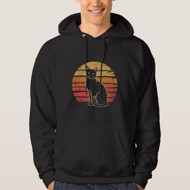 Retro Sunset Cat Silhouette Vintag T - Shirt (Vorderseite)