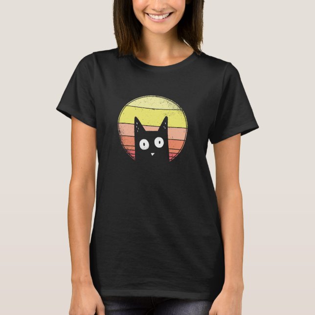 Retro Sunset Cat T-Shirt (Vorderseite)